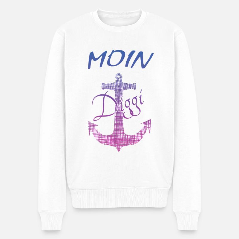 Moin Hamburg Diggi - Männer Premium Bio Pullover - Weiß