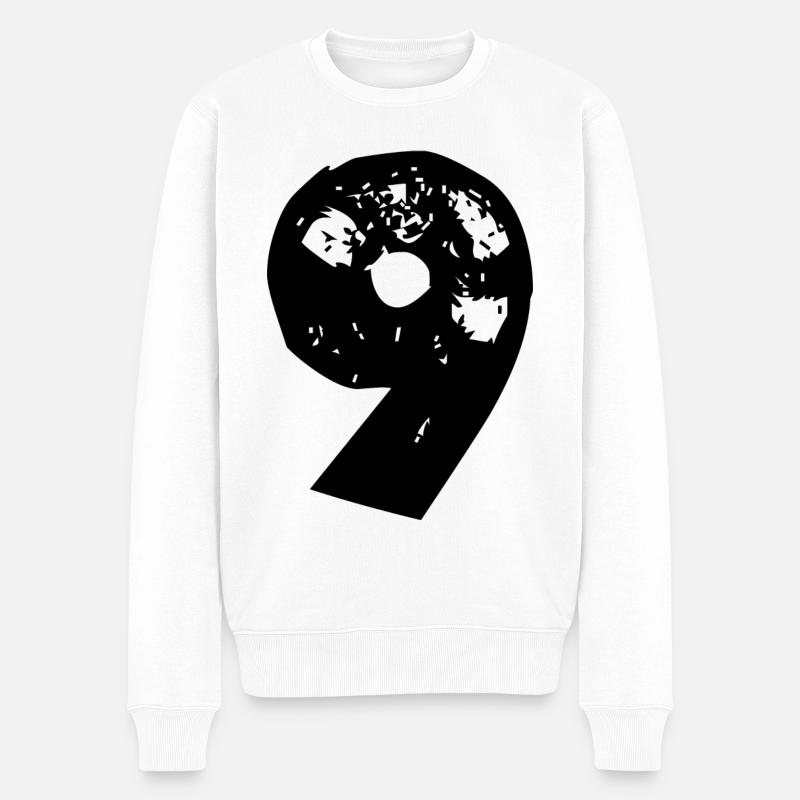9 Zahl - Männer Premium Bio Pullover - Weiß