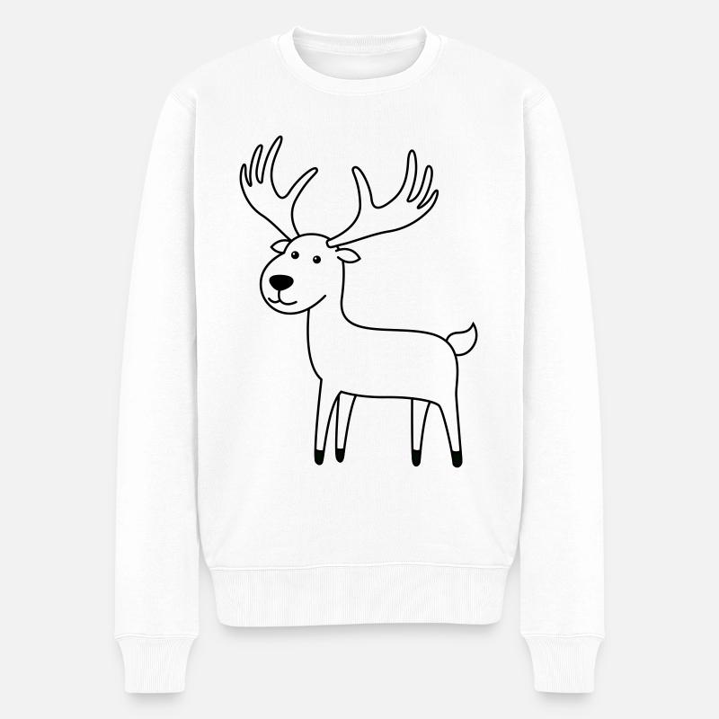 Elk Comic Animal - Pull Premium bio Homme - blanc