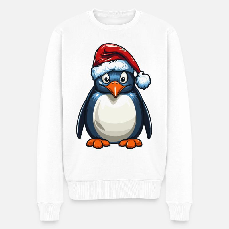 Pinguin Weihnachten Tier - Männer Premium Bio Pullover - Weiß
