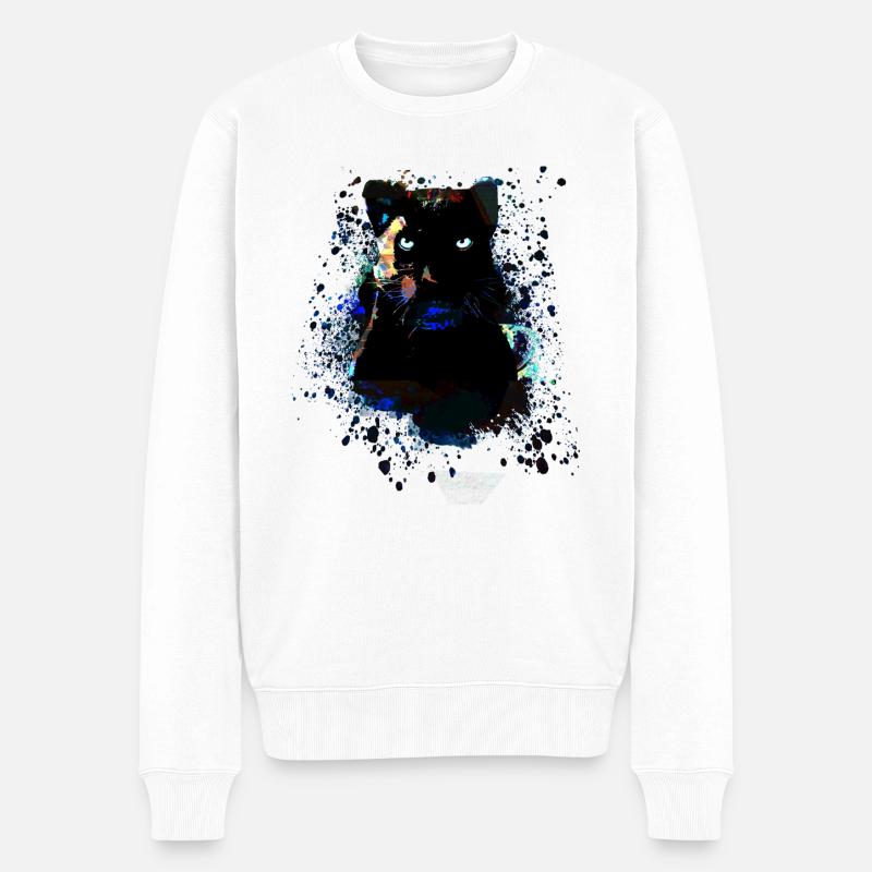 panthère noire, panthère, chat, emo, punk, graffiti - Pull Premium bio Homme - blanc