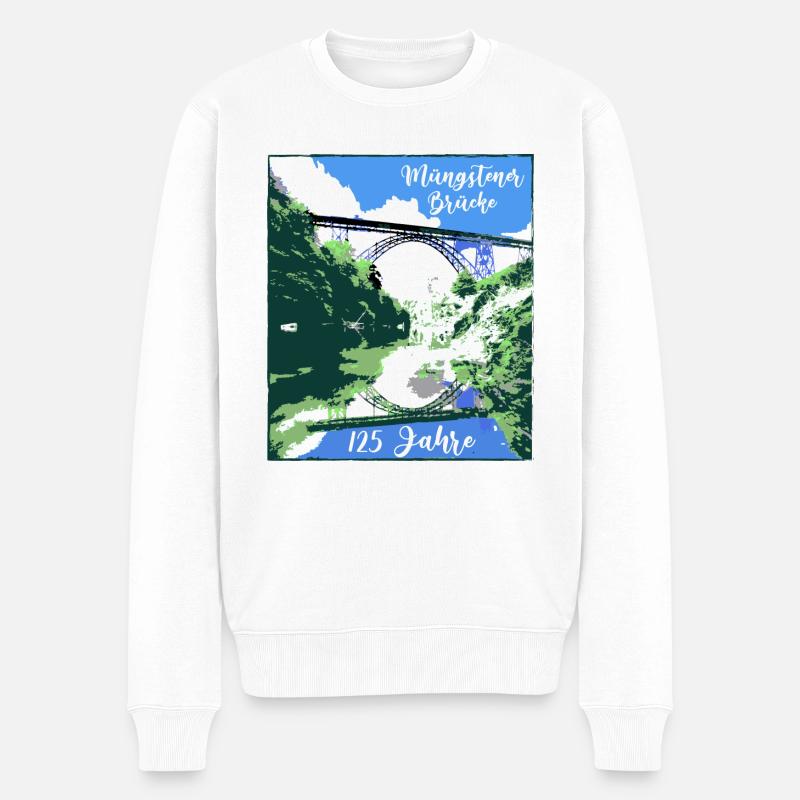 Müngstener Brücke,solingen,125 jahre - Männer Premium Bio Pullover - Weiß