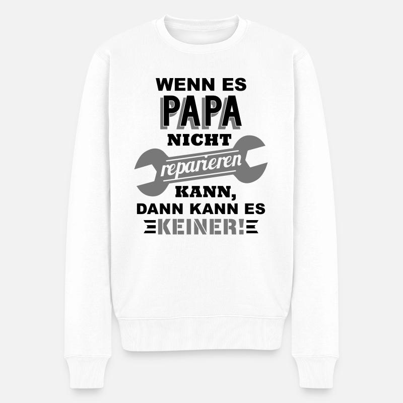 Papa (Reparatur) - Männer Premium Bio Pullover - Weiß