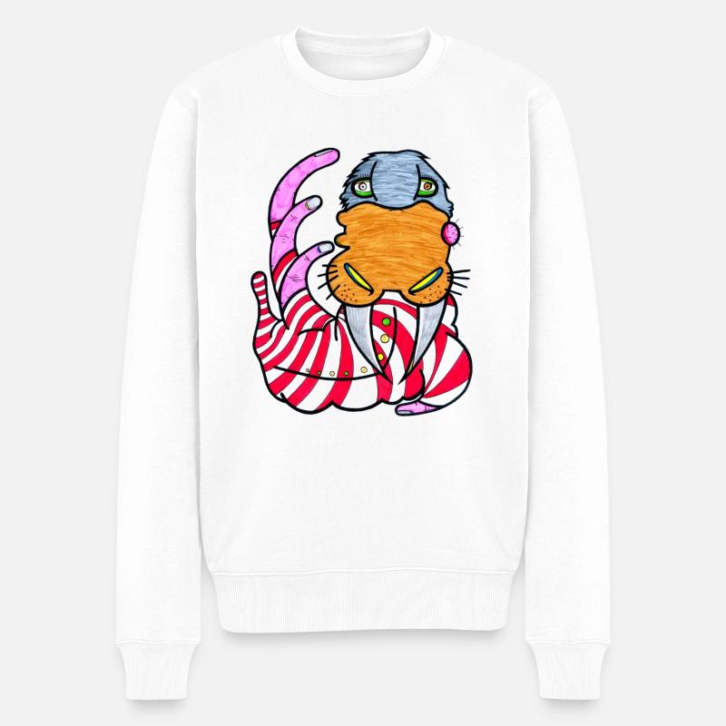 Das Hand Walross - Männer Premium Bio Pullover - Weiß