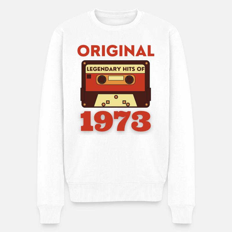 1973 Cassette rétro - Pull Premium bio Homme - blanc
