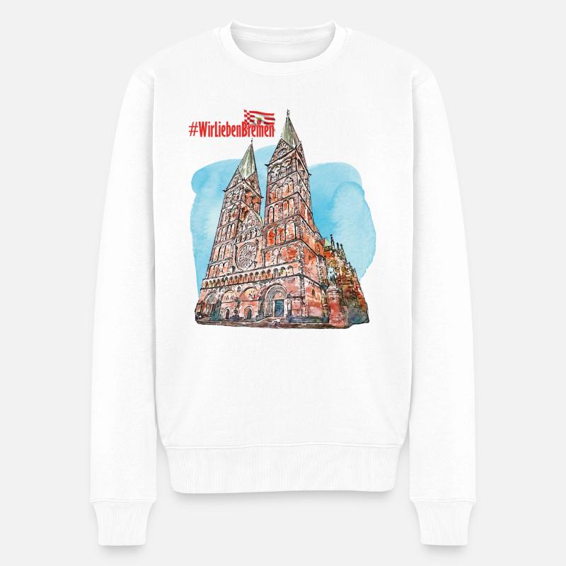 Wir Lieben Bremen (Bremer Dom) - Männer Premium Bio Pullover - Weiß