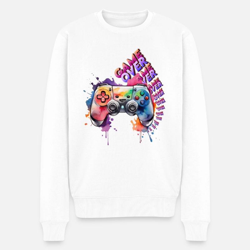 Manette Game Over - Pull Premium bio Homme - blanc