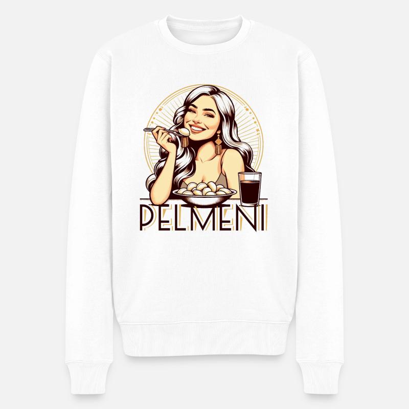 Pelmeni lecker Geschenk - Männer Premium Bio Pullover - Weiß