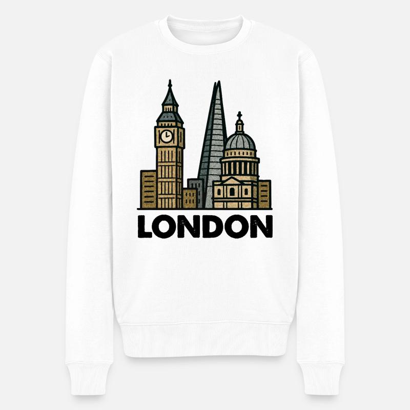 Skyline de Londres - Pull Premium bio Homme - blanc