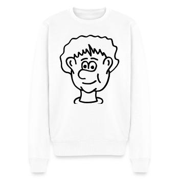 Cooler Comic-Kopf - Männer Premium Bio Pullover - Weiß - Vorne - Thijin (182cm)