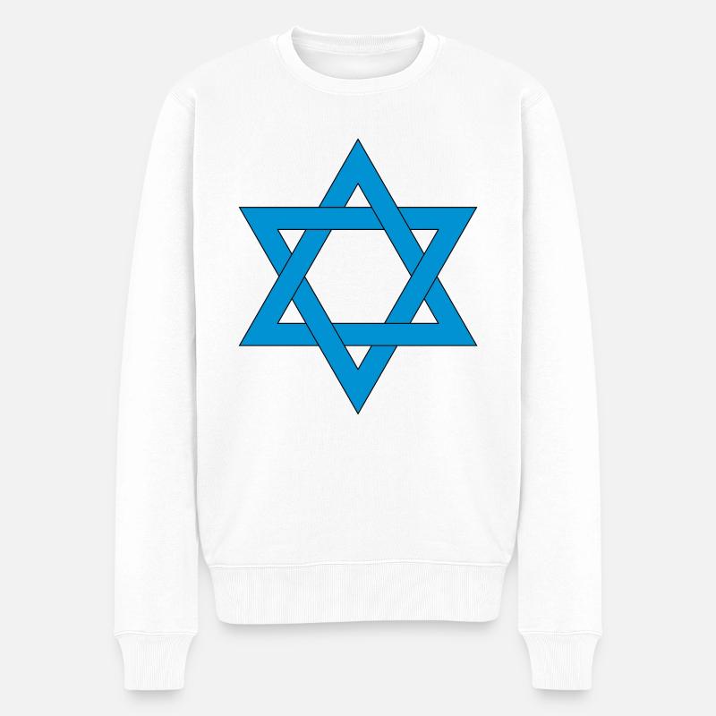 Davids Stern - Männer Premium Bio Pullover - Weiß