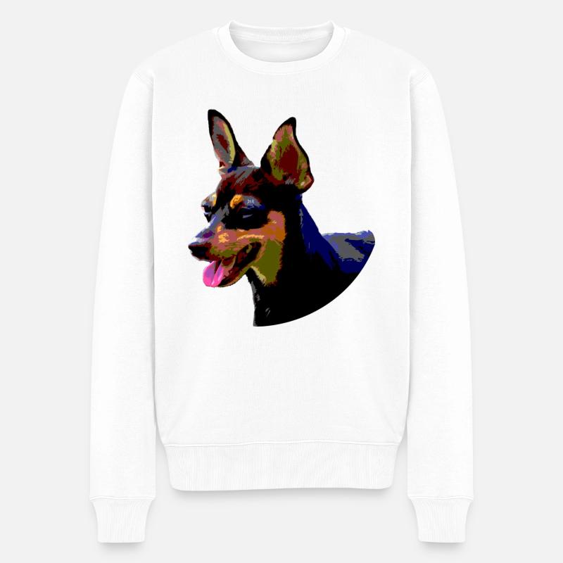 bunte pinscher doberman - Männer Premium Bio Pullover - Weiß