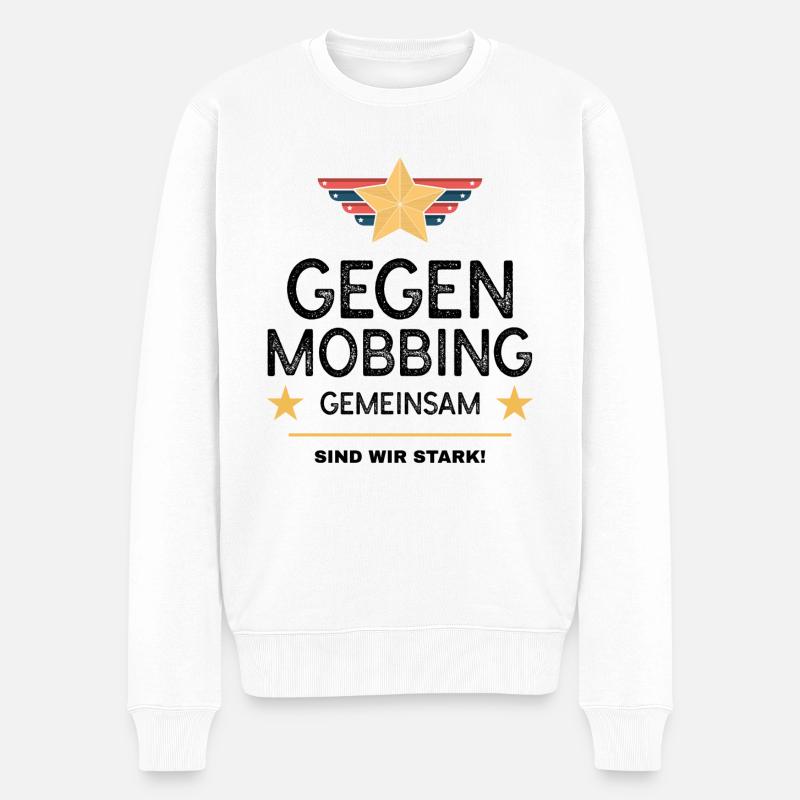 Gegen Mobbing Mobbing Gemeinsam - Männer Premium Bio Pullover - Weiß