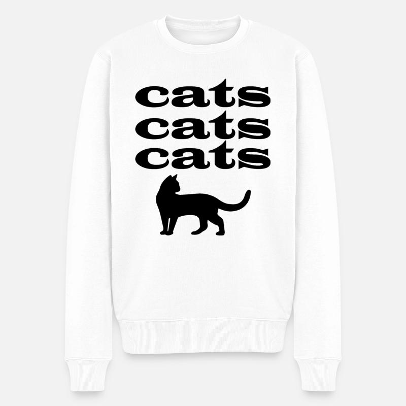 Cat Katze - Männer Premium Bio Pullover - Weiß