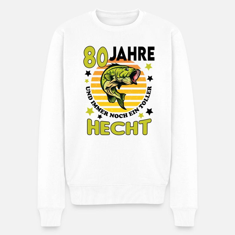 Geburtstag Toller Hecht Alter Jahre 80 - Männer Premium Bio Pullover - Weiß
