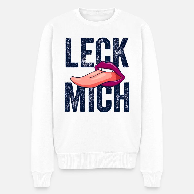 Leck mich! - Männer Premium Bio Pullover - Weiß