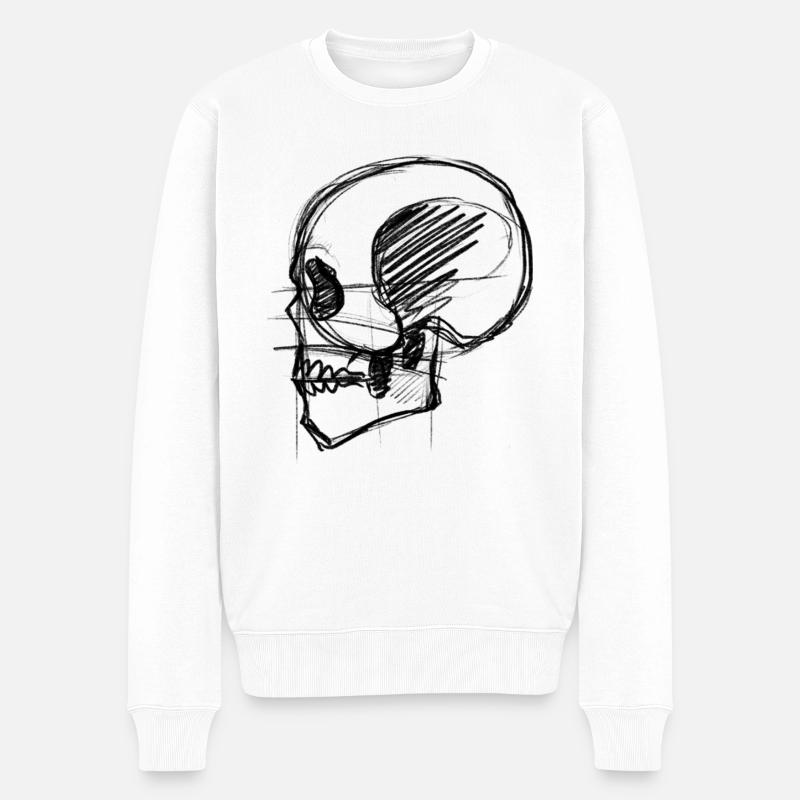 Black Skull - Männer Premium Bio Pullover - Weiß