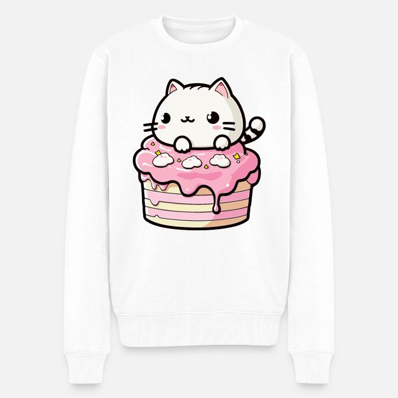 Katzenkuchen - Männer Premium Bio Pullover - Weiß