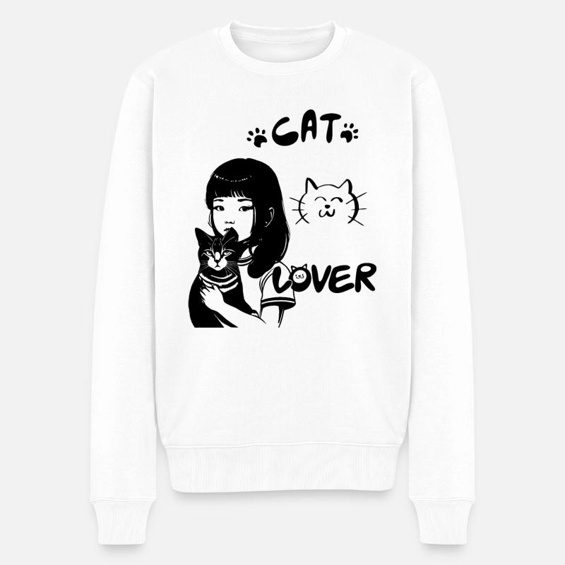 CAT LOVERS, Meow - Pull Premium bio Homme - blanc