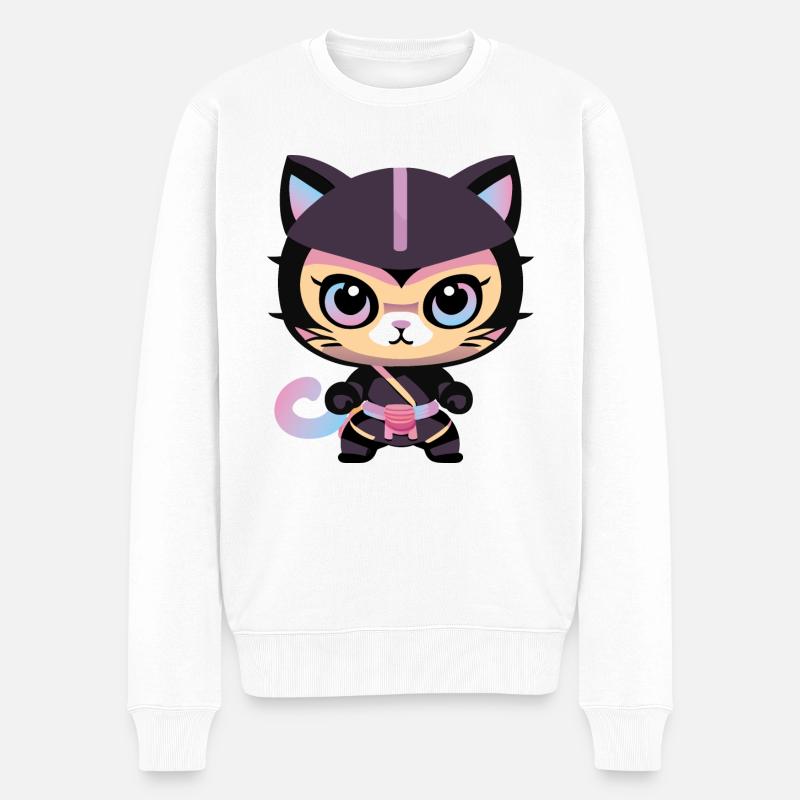 Ninja Cat Pinky Kitty - Pull Premium bio Homme - blanc