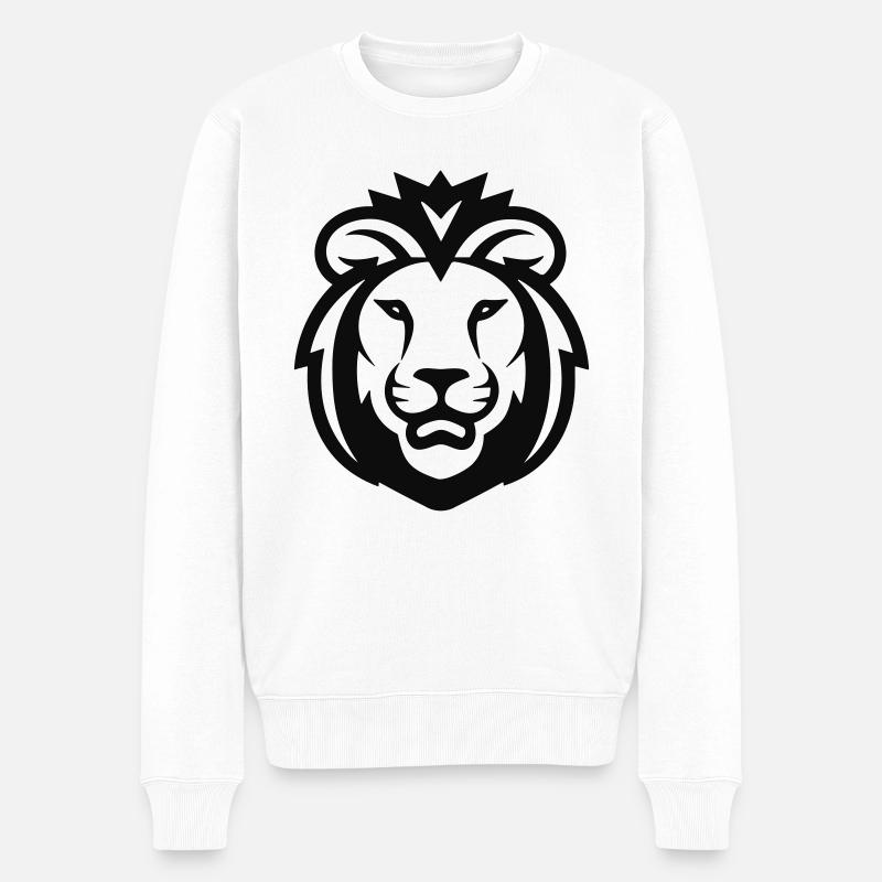 Löwenkopf - Männer Premium Bio Pullover - Weiß