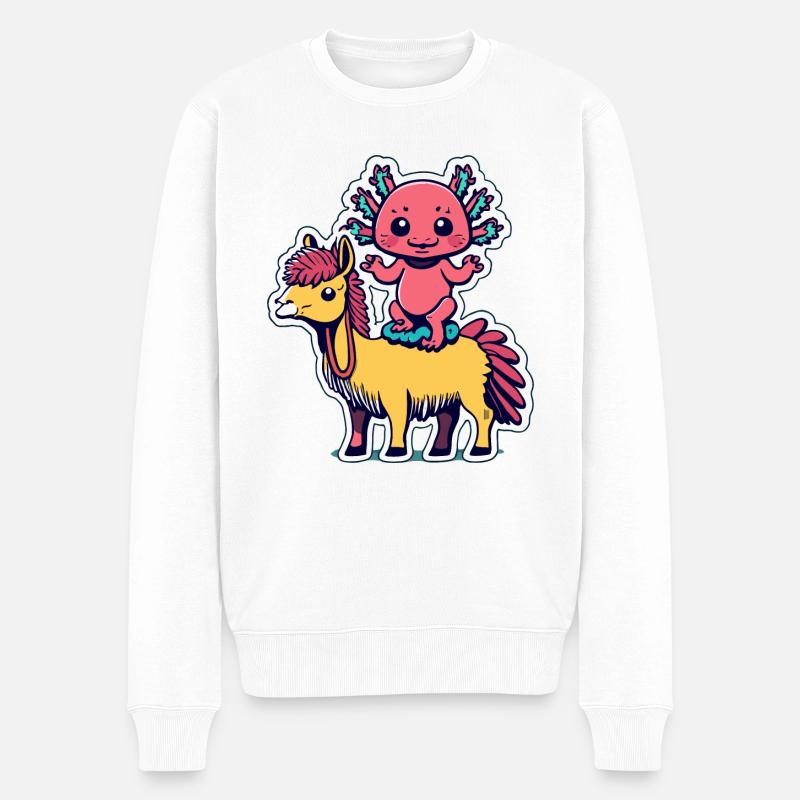 Axolotl - Männer Premium Bio Pullover - Weiß