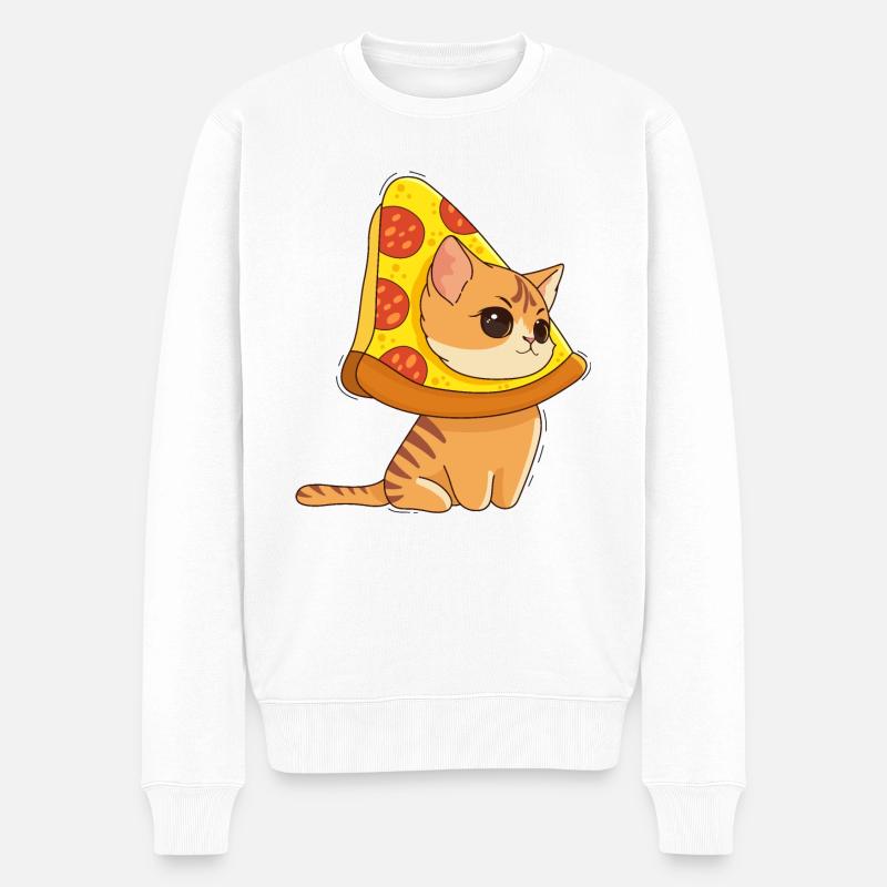 Chat et Pizza - Pull Premium bio Homme - blanc