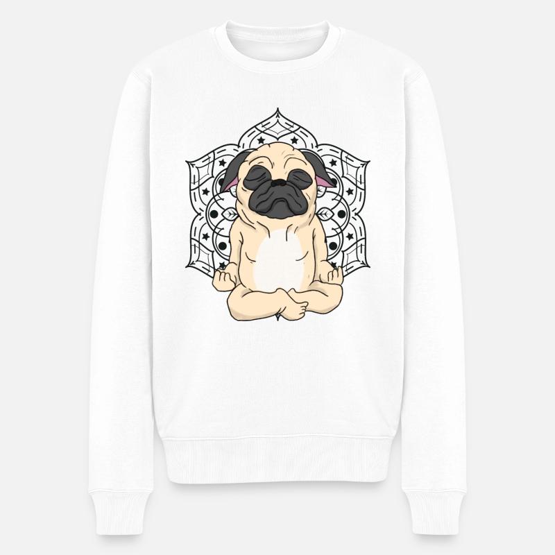 Bouledogue français Yoga et méditation - Pull Premium bio Homme - blanc
