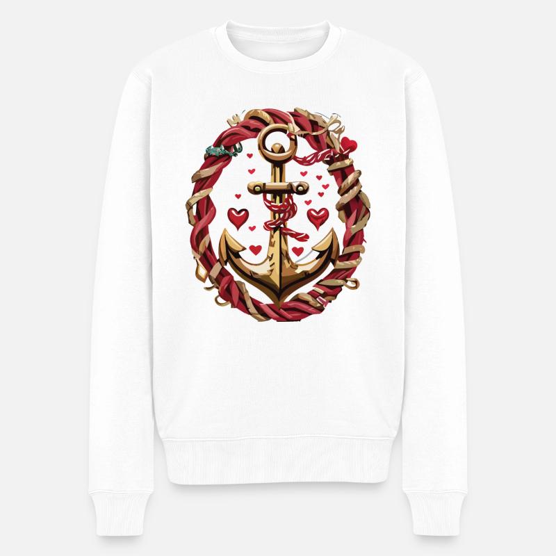 Ancre l’amour - Pull Premium bio Homme - blanc