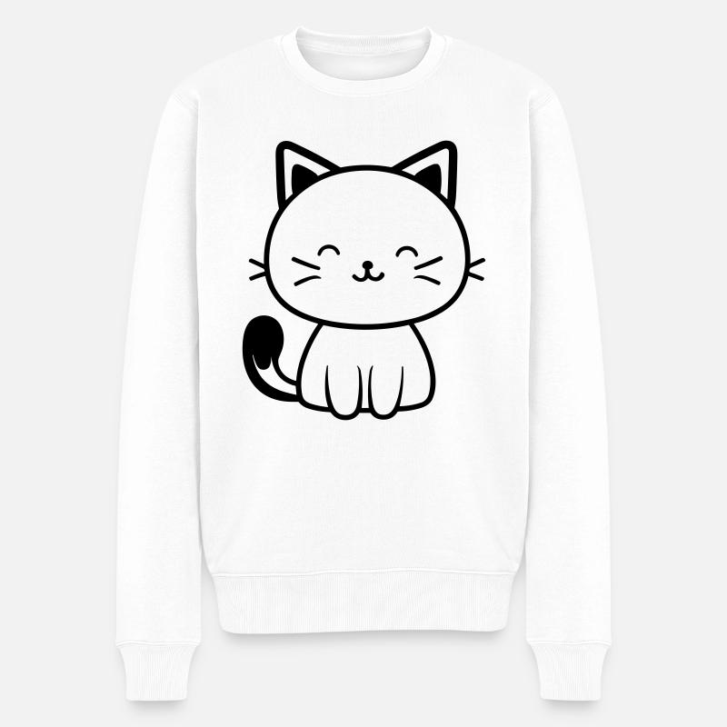 chaton - Pull Premium bio Homme - blanc
