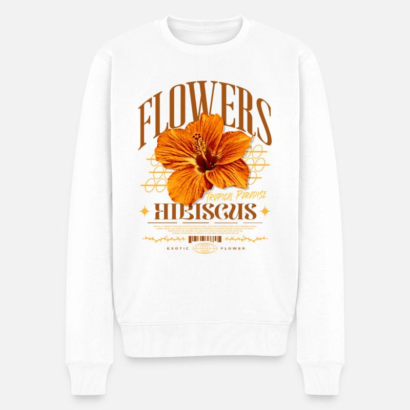 Hibiskusblüte Hibiskus Blume - Männer Premium Bio Pullover - Weiß