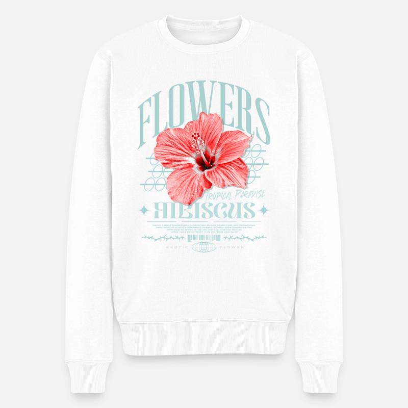 Fleur d’hibiscus Fleur d’hibiscus - Pull Premium bio Homme - blanc