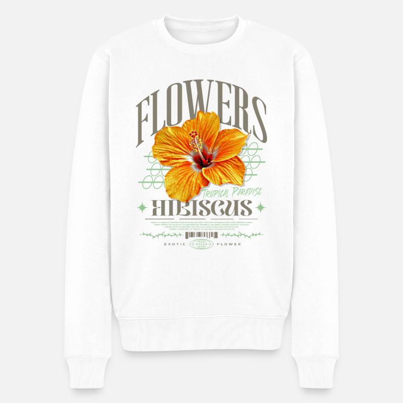 Fleur d’hibiscus Fleur d’hibiscus - Pull Premium bio Homme - blanc