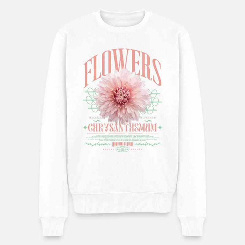 Chrysantheme Chrysanthemen - Männer Premium Bio Pullover - Weiß