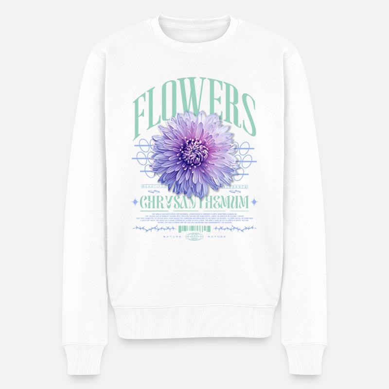 Chrysanthème Chrysanthèmes - Pull Premium bio Homme - blanc