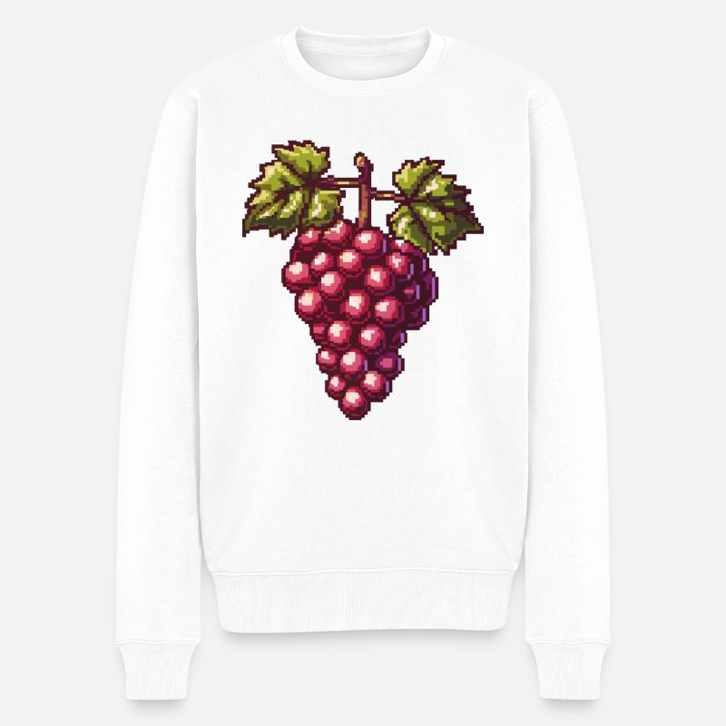 Weintrauben Pixel Symbol - Männer Premium Bio Pullover - Weiß