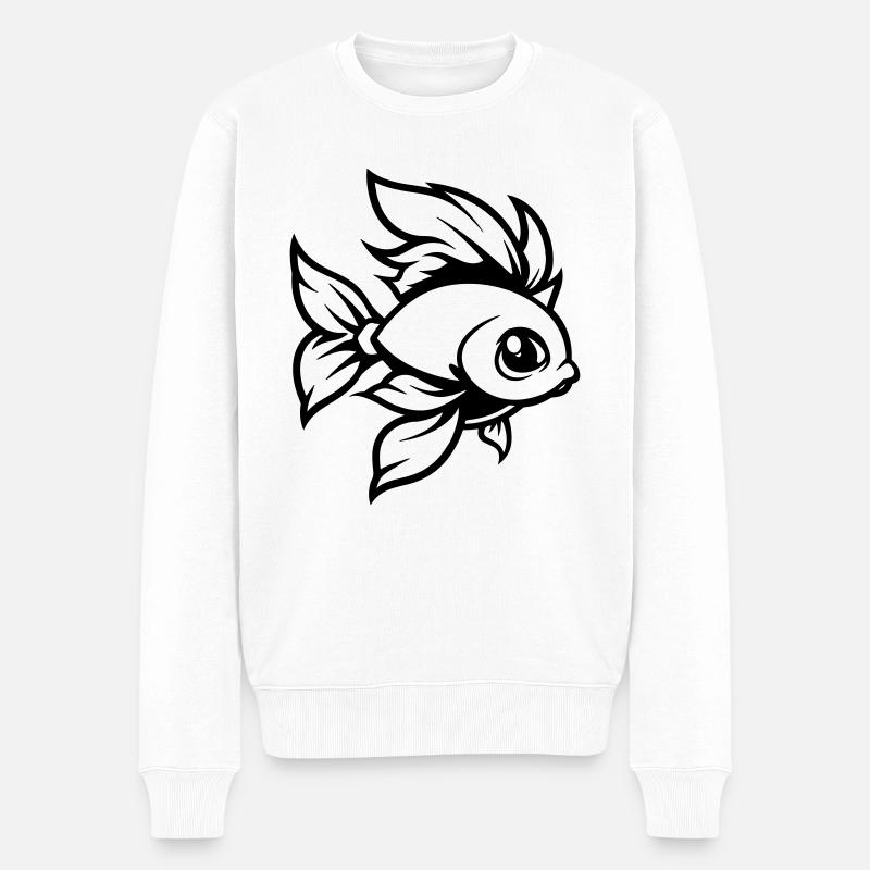 Poisson rouge Poisson Bande Dessinée - Pull Premium bio Homme - blanc
