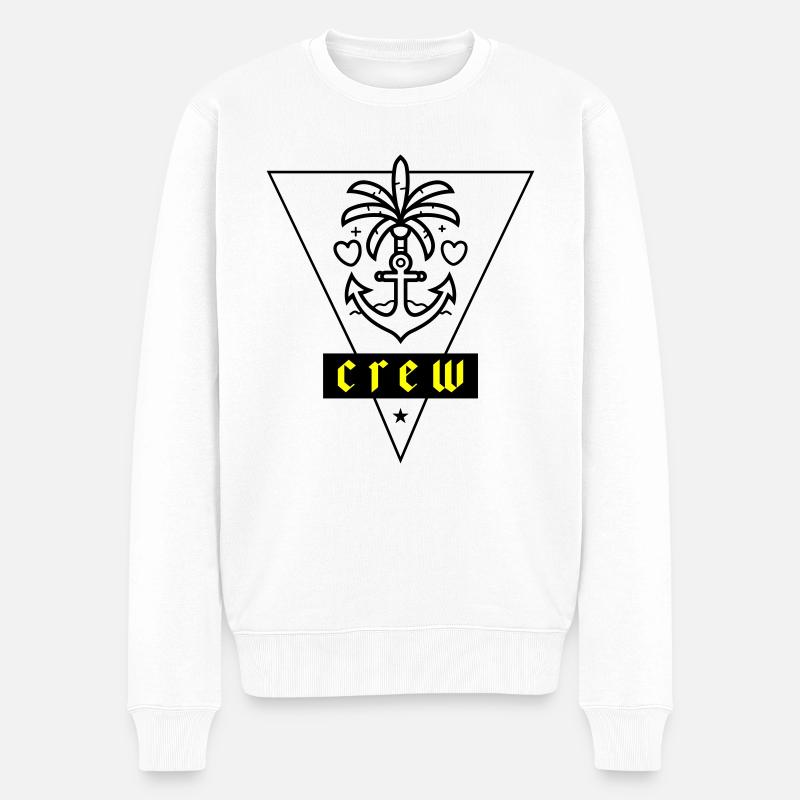 Crew Anker Liebe Urlaub - Männer Premium Bio Pullover - Weiß