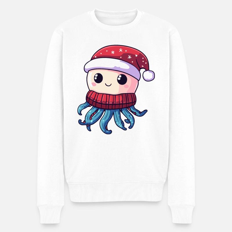 Qualle Weihnachten - Männer Premium Bio Pullover - Weiß
