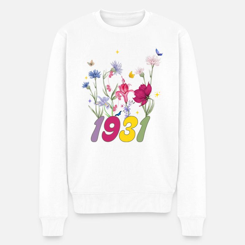 Geburtsjahr 1931 Wildblumen - Männer Premium Bio Pullover - Weiß