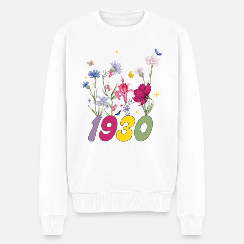 Geburtsjahr 1930 Wildblumen - Männer Premium Bio Pullover - Weiß