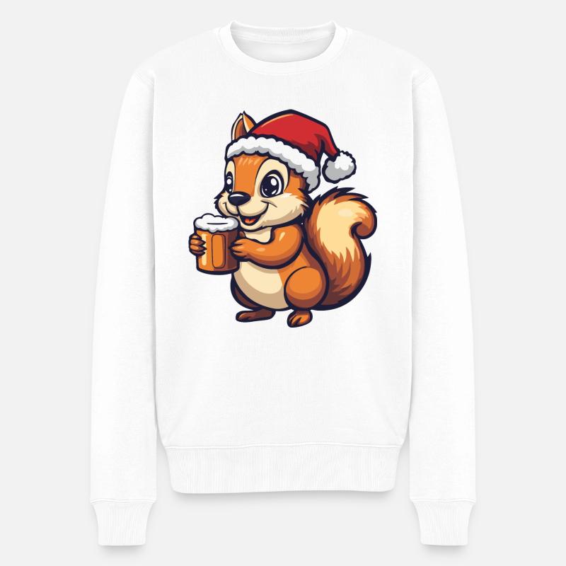 Eichhörnchen Weihnachten Bier - Männer Premium Bio Pullover - Weiß