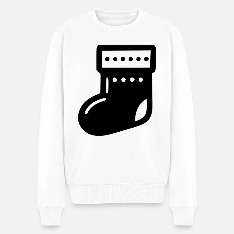 Weihnachten Socke Icon - Männer Premium Bio Pullover - Weiß