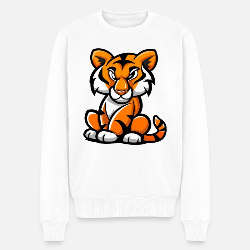 Tiger Comic - Männer Premium Bio Pullover - Weiß