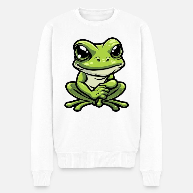 Frosch Comic - Männer Premium Bio Pullover - Weiß