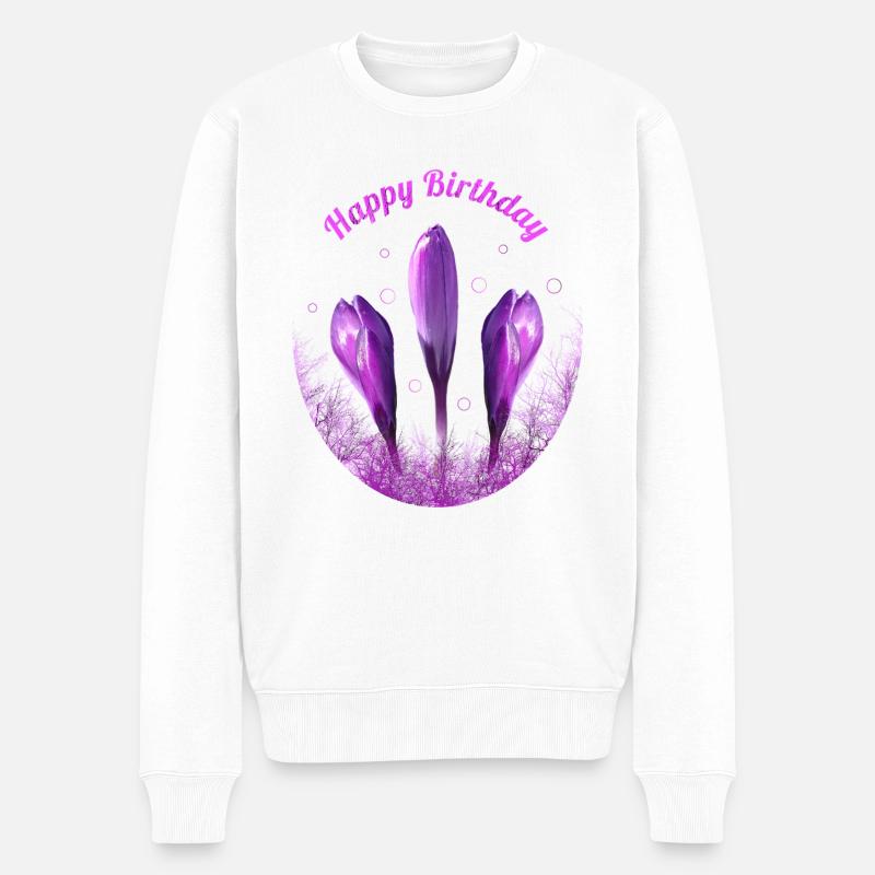 Crocus Joyeux Anniversaire Fleurs - Pull Premium bio Homme - blanc