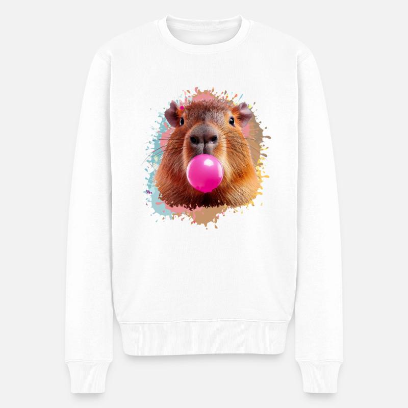 Capybara, Graffiti,illustration,Kaugummi,Blase - Männer Premium Bio Pullover - Weiß