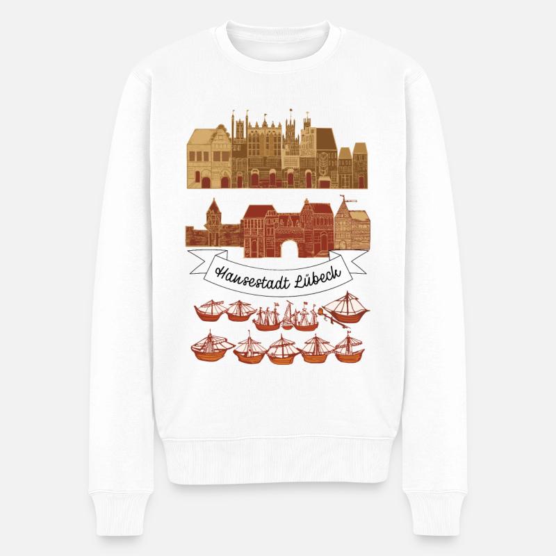 Lübeck - Männer Premium Bio Pullover - Weiß