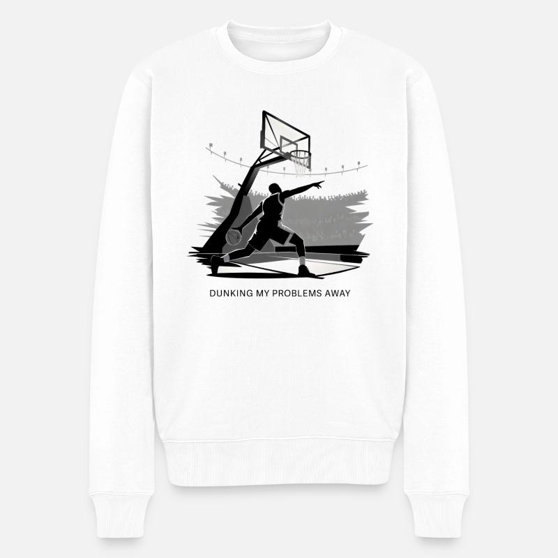 Dunking My Problems Away Basketball - Männer Premium Bio Pullover - Weiß