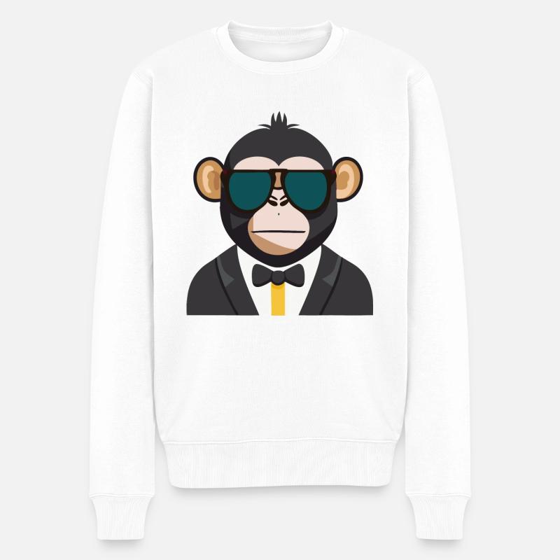Singe en smoking - Pull Premium bio Homme - blanc